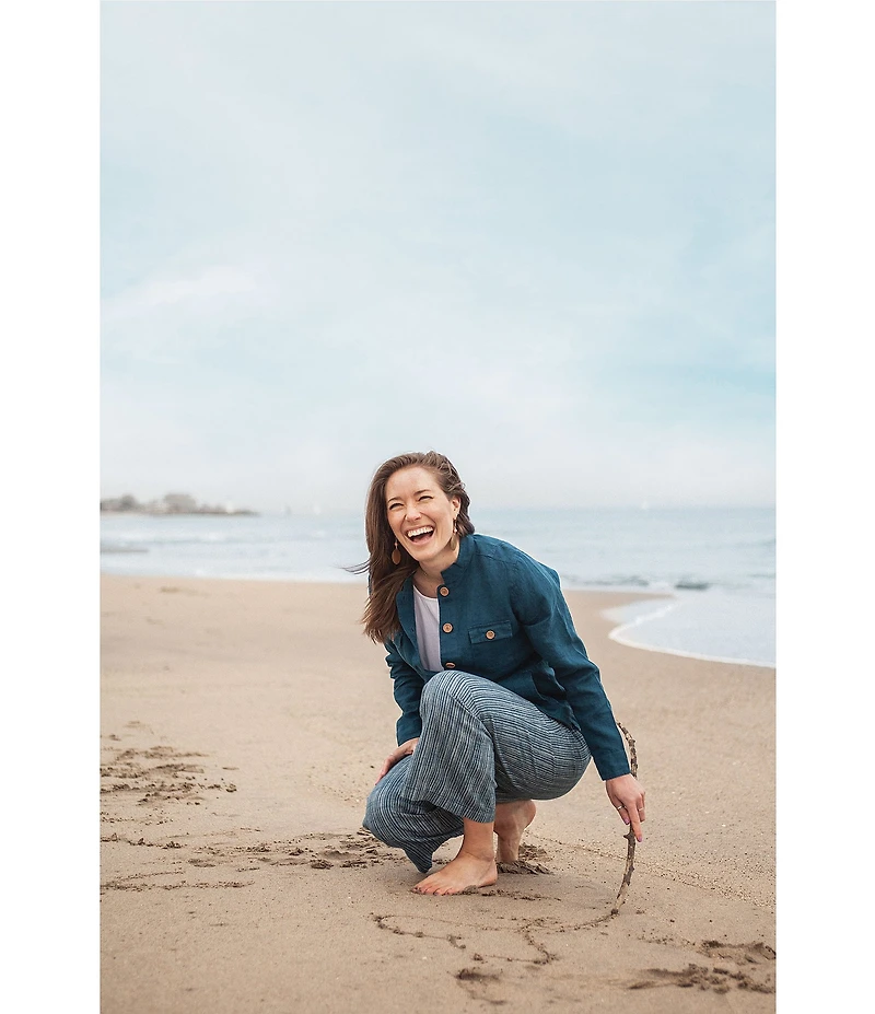 Aventura Leni Organic Cotton Stripe Print Wide Leg Ankle Pants