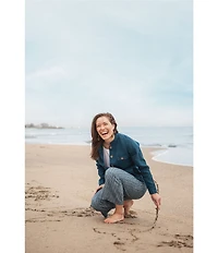 Aventura Leni Organic Cotton Stripe Print Wide Leg Ankle Pants