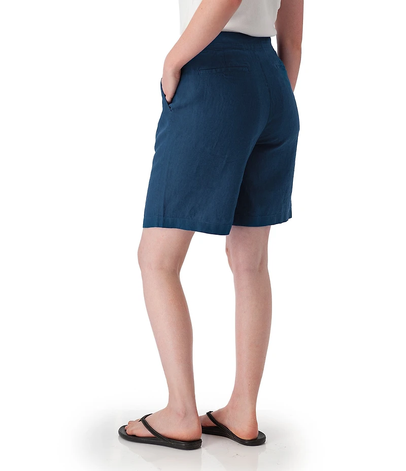 Aventura Leni Solid Linen Blend Pleated Bermuda Shorts