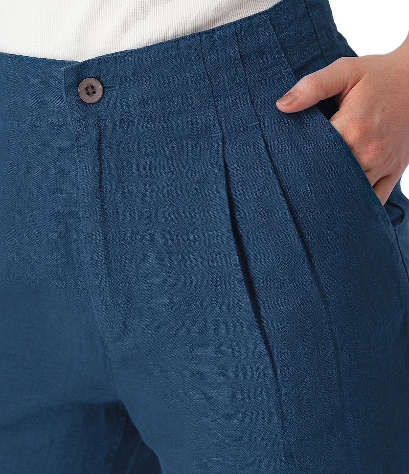 Aventura Leni Solid Linen Blend Pleated Bermuda Shorts