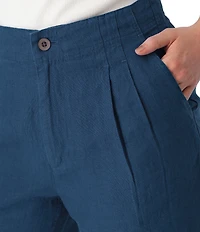 Aventura Leni Solid Linen Blend Pleated Bermuda Shorts