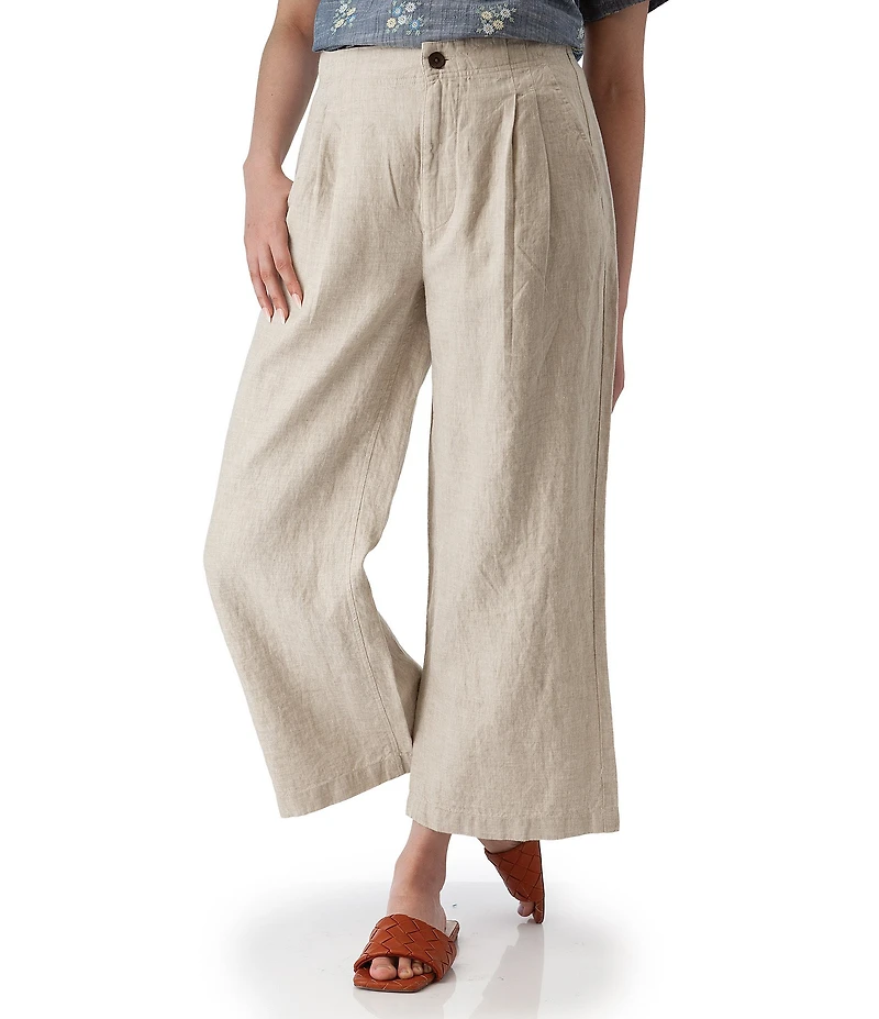 Aventura Leni Solid Linen Wide Leg Ankle Pants