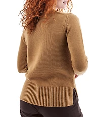 Aventura Lindley Merino Wool Blend Embroidered Ribbed Neck Long Sleeve Sweater