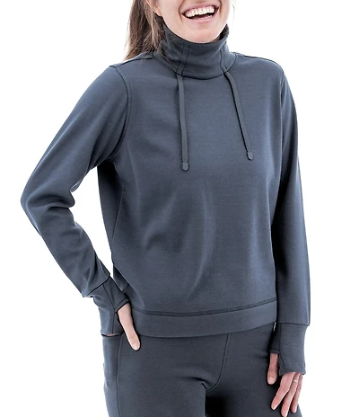 Aventura Long Sleeve Thumbholes Mock Neck Sustainable Fleece Dogwalker Top