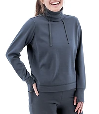 Aventura Long Sleeve Thumbholes Mock Neck Sustainable Fleece Dogwalker Top