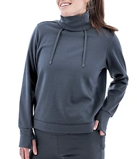 Aventura Long Sleeve Thumbholes Mock Neck Sustainable Fleece Dogwalker Top