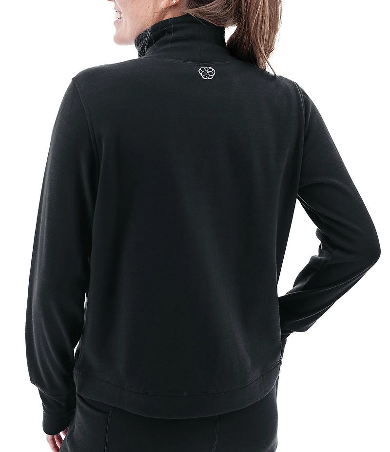 Aventura Long Sleeve Thumbholes Mock Neck Sustainable Fleece Dogwalker Top
