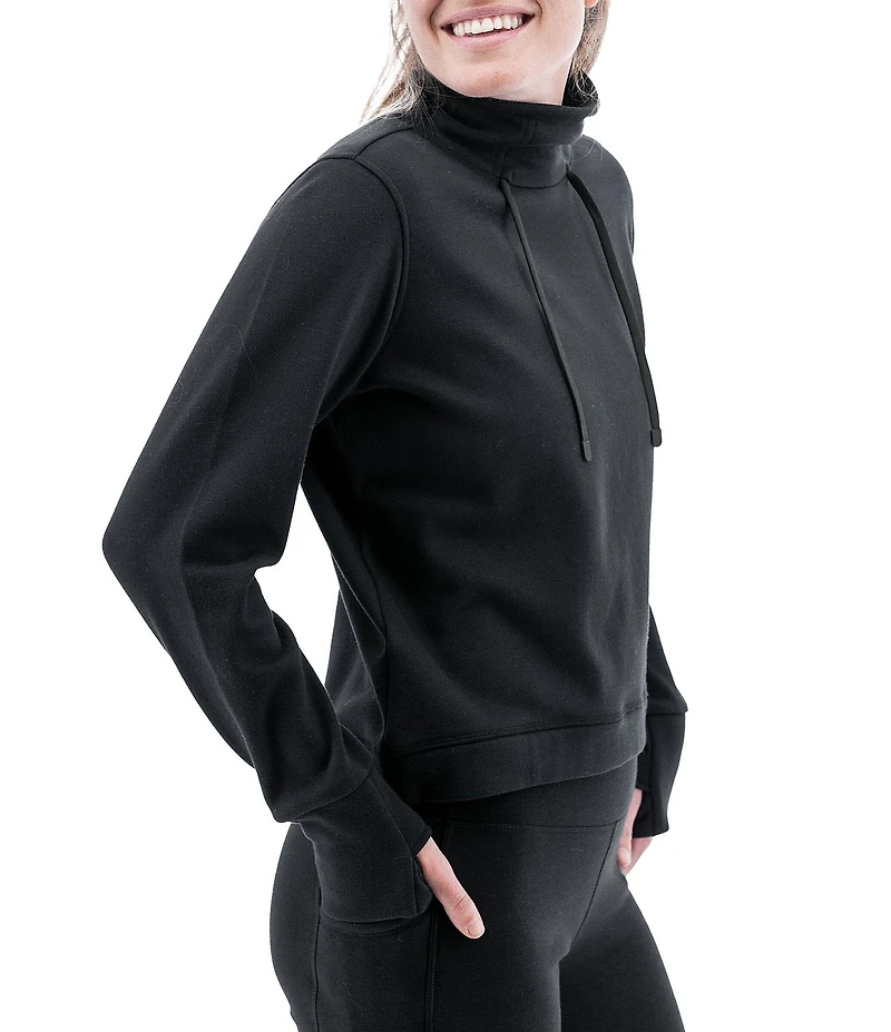 Aventura Long Sleeve Thumbholes Mock Neck Sustainable Fleece Dogwalker Top
