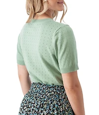 Aventura Lottie Pointelle Knit Crew Neck Short Sleeve Tee