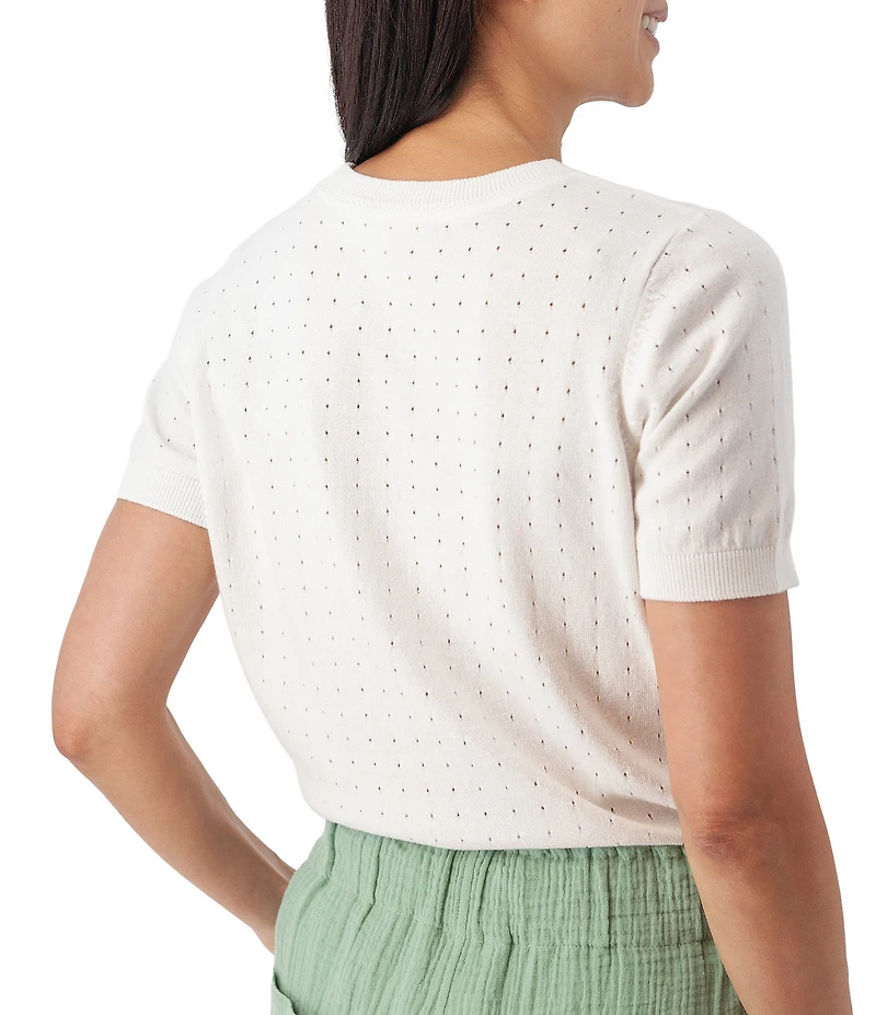 Aventura Lottie Pointelle Knit Crew Neck Short Sleeve Tee
