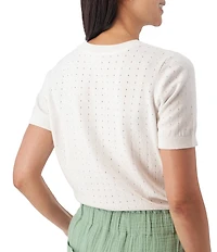 Aventura Lottie Pointelle Knit Crew Neck Short Sleeve Tee