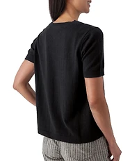 Aventura Lottie Pointelle Knit Crew Neck Short Sleeve Tee