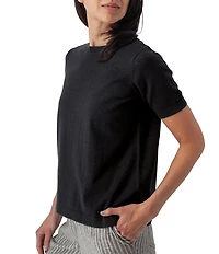 Aventura Lottie Pointelle Knit Crew Neck Short Sleeve Tee