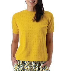 Aventura Lottie Pointelle Knit Crew Neck Short Sleeve Tee