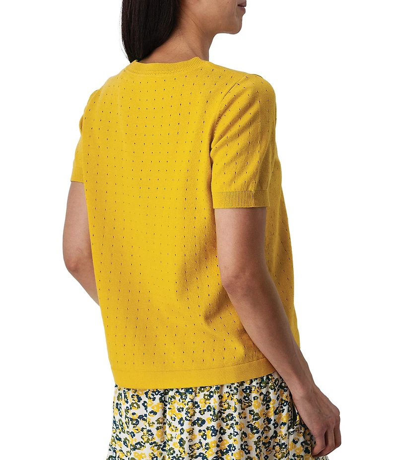 Aventura Lottie Pointelle Knit Crew Neck Short Sleeve Tee