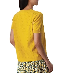 Aventura Lottie Pointelle Knit Crew Neck Short Sleeve Tee
