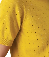 Aventura Lottie Pointelle Knit Crew Neck Short Sleeve Tee