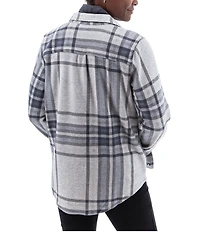 Aventura Luscious Plaid Soft Fleece Point Collar Button Front Shirt
