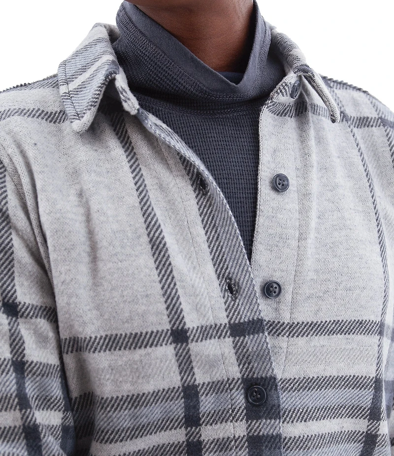 Aventura Luscious Plaid Soft Fleece Point Collar Button Front Shirt