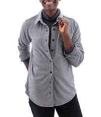 Aventura Luscious Solid Soft Fleece Point Collar Button Front Shirt