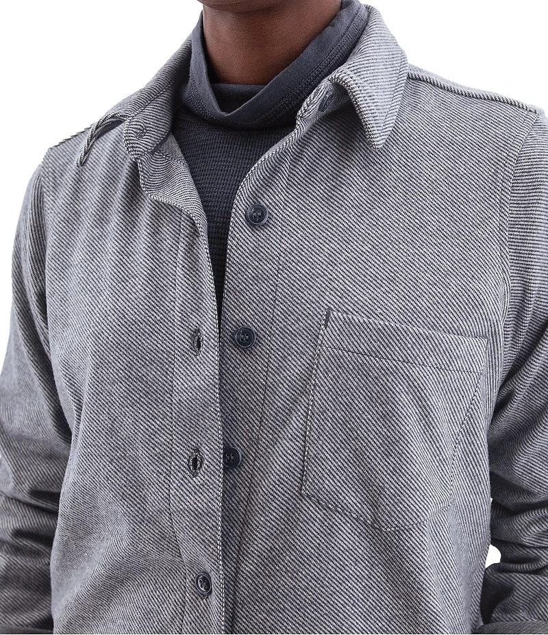 Aventura Luscious Solid Soft Fleece Point Collar Button Front Shirt