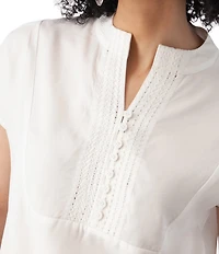 Aventura Margot Solid Woven Twill Mandarin Collar Top