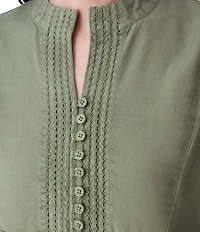 Aventura Margot Solid Woven Twill Mandarin Collar Top