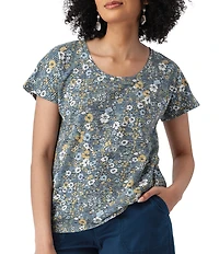 Aventura Meadows Striped Burnout Scoop Neck Short Sleeve Tee