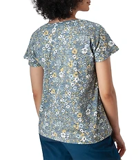 Aventura Meadows Striped Burnout Scoop Neck Short Sleeve Tee
