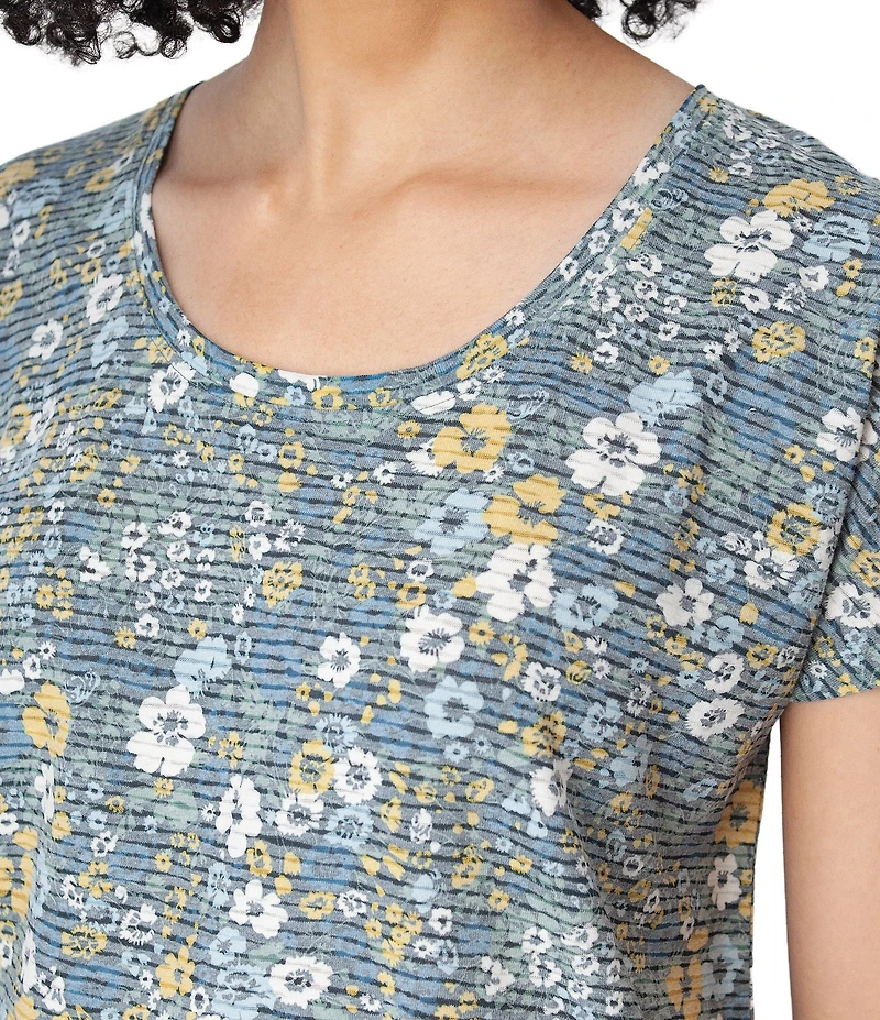 Aventura Meadows Striped Burnout Scoop Neck Short Sleeve Tee