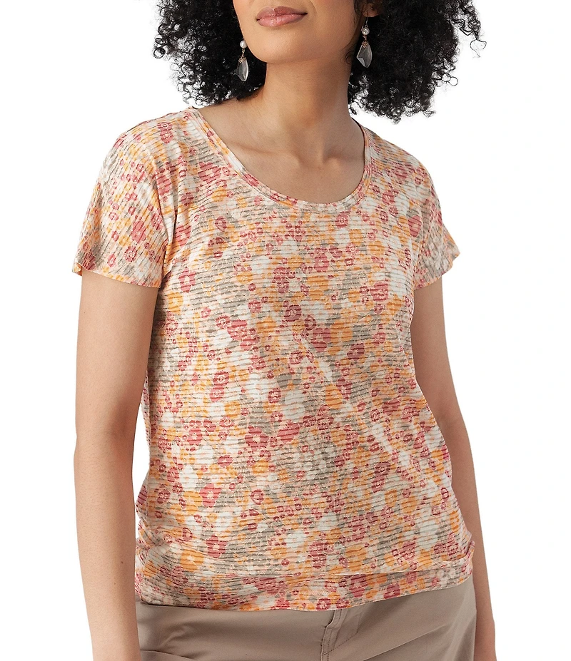 Aventura Meadows Striped Burnout Scoop Neck Short Sleeve Tee