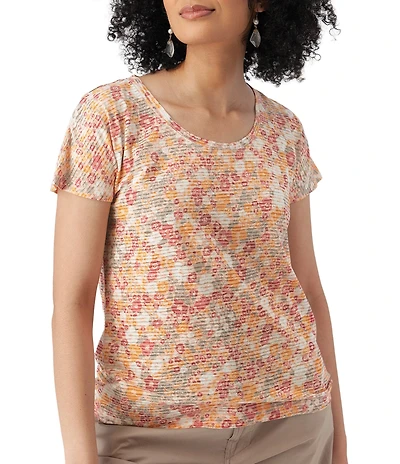 Aventura Meadows Striped Burnout Scoop Neck Short Sleeve Tee