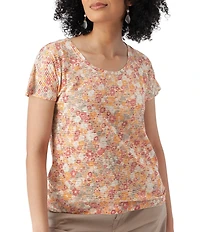 Aventura Meadows Striped Burnout Scoop Neck Short Sleeve Tee