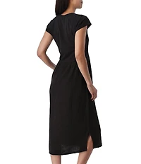 Aventura Midsummer Organic Cotton Blend Mixed Media Crew Neck Raglan Sleeve A-Line Midi Dress