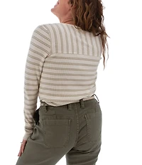 Aventura Nichole Henley Stripe Print Thermal Knit Top