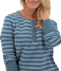 Aventura Nichole Henley Stripe Print Thermal Knit Top