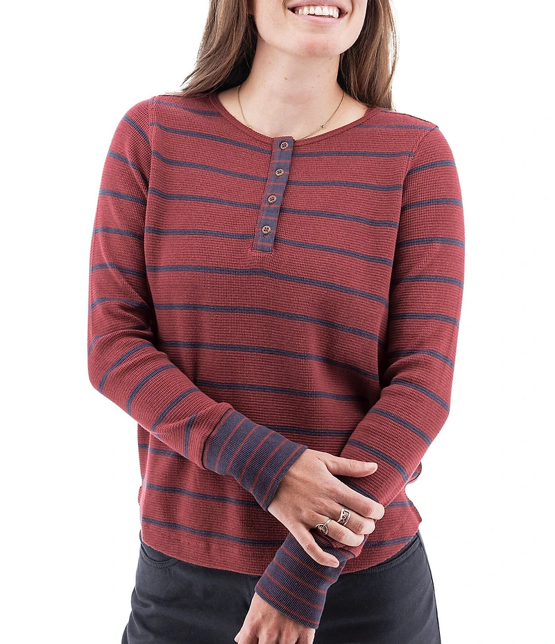 Aventura Nicole Rib Knit Striped Henley Top