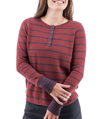 Aventura Nicole Rib Knit Striped Henley Top
