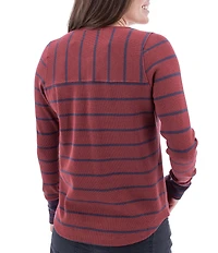 Aventura Nicole Rib Knit Striped Henley Top