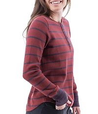 Aventura Nicole Rib Knit Striped Henley Top