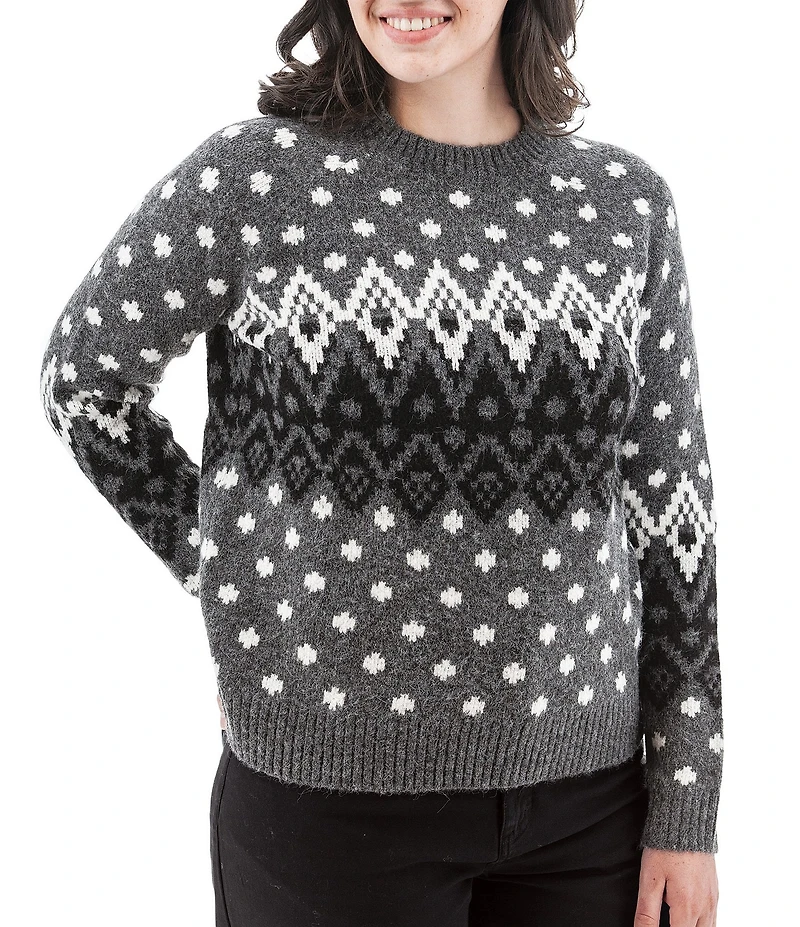 Aventura Noella Stretch Knit Crew Neck Raglan Sleeve Fair Isle Sweater
