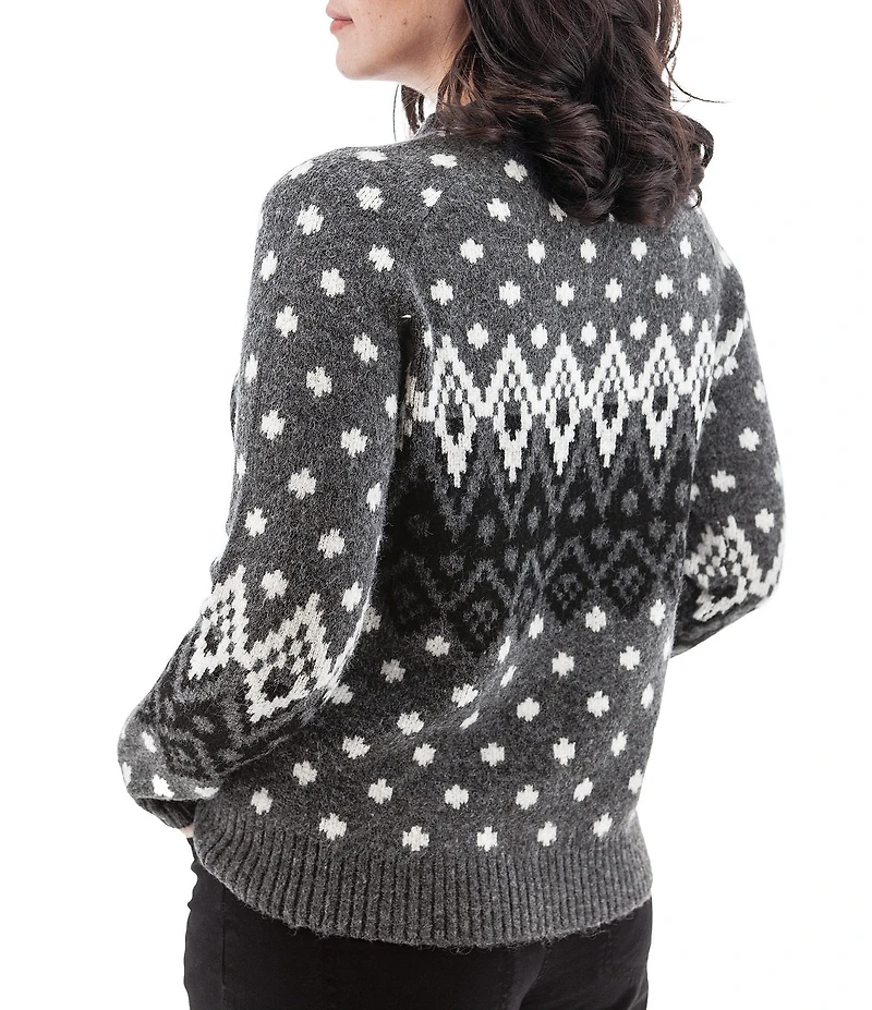 Aventura Noella Stretch Knit Crew Neck Raglan Sleeve Fair Isle Sweater