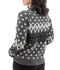 Aventura Noella Stretch Knit Crew Neck Raglan Sleeve Fair Isle Sweater