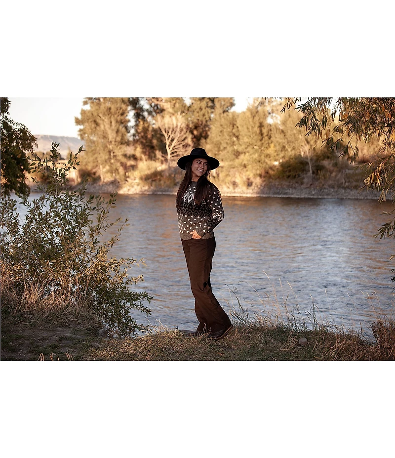 Aventura Noella Stretch Knit Crew Neck Raglan Sleeve Fair Isle Sweater