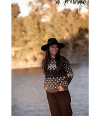 Aventura Noella Stretch Knit Crew Neck Raglan Sleeve Fair Isle Sweater