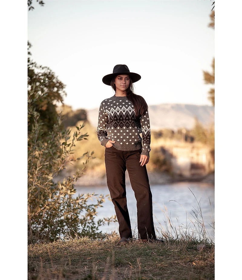 Aventura Noella Stretch Knit Crew Neck Raglan Sleeve Fair Isle Sweater