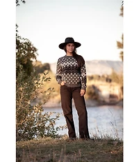 Aventura Noella Stretch Knit Crew Neck Raglan Sleeve Fair Isle Sweater