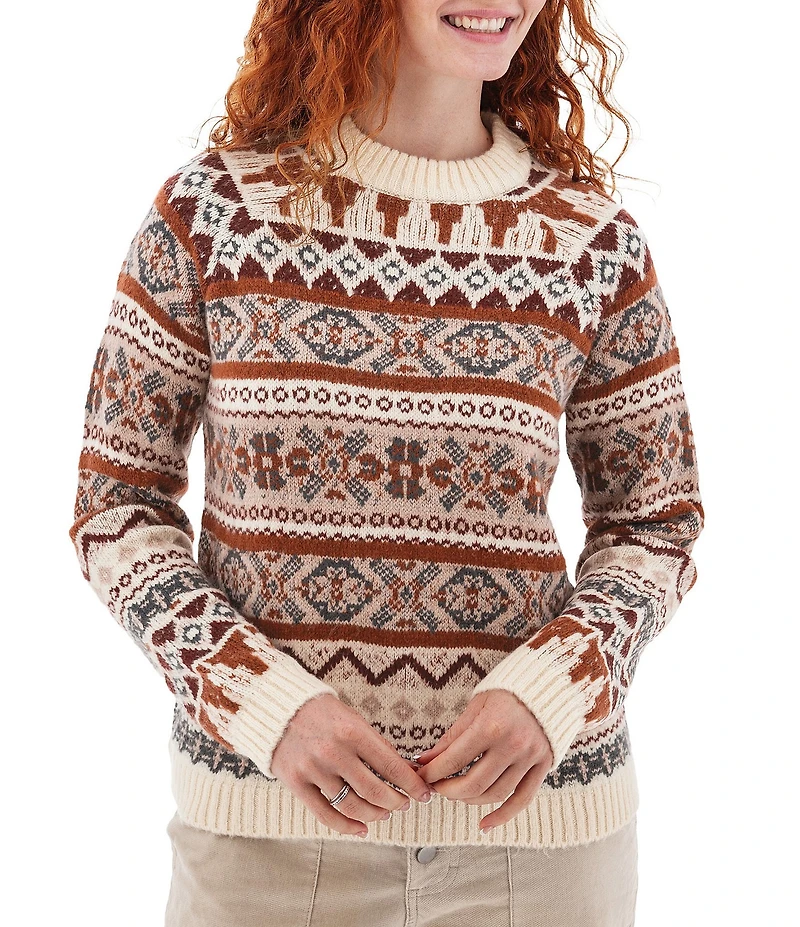 Aventura Nordic Fair Isle Print Crew Neck Raglan Sleeve Knit Sweater