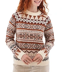 Aventura Nordic Fair Isle Print Crew Neck Raglan Sleeve Knit Sweater