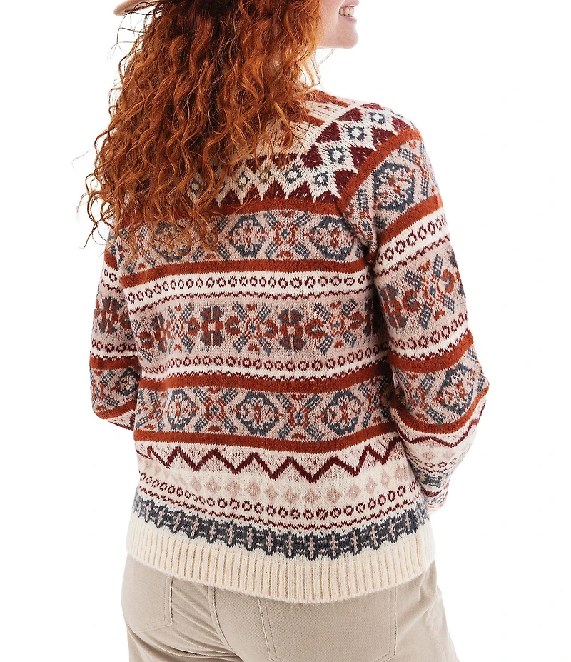 Aventura Nordic Fair Isle Print Crew Neck Raglan Sleeve Knit Sweater